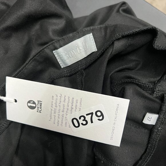 Boyish Cinched Womens Straight LONG HEM Paper Bag Wide Leg Pants Sz 27 in BLACK - Picture 7 of 9